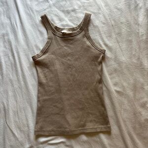 Y2k 90s model off duty style ribbed tight high neck tank top